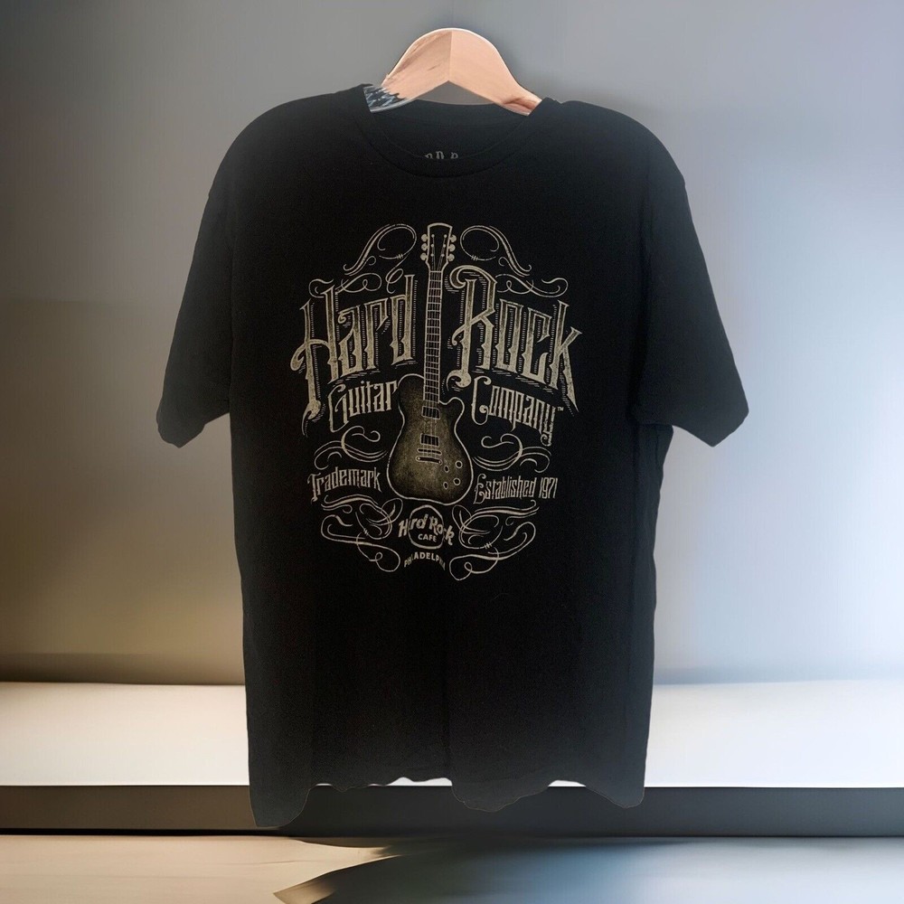 Hard Rock Guitar Company T Shirt Adult Large Hard Rock Cafè Philadelphia Black